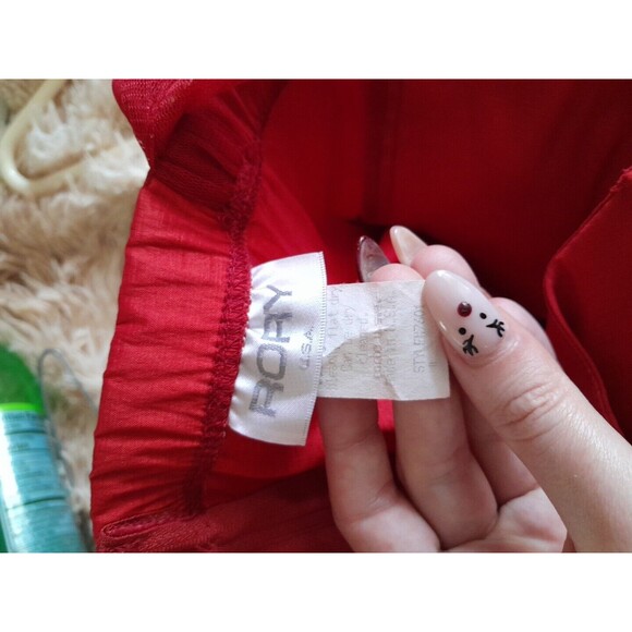 Vintage Rory Mini Red Evening Dress Mesh Glitter Shell /Broche. Measure 30".b52 - Picture 5 of 6